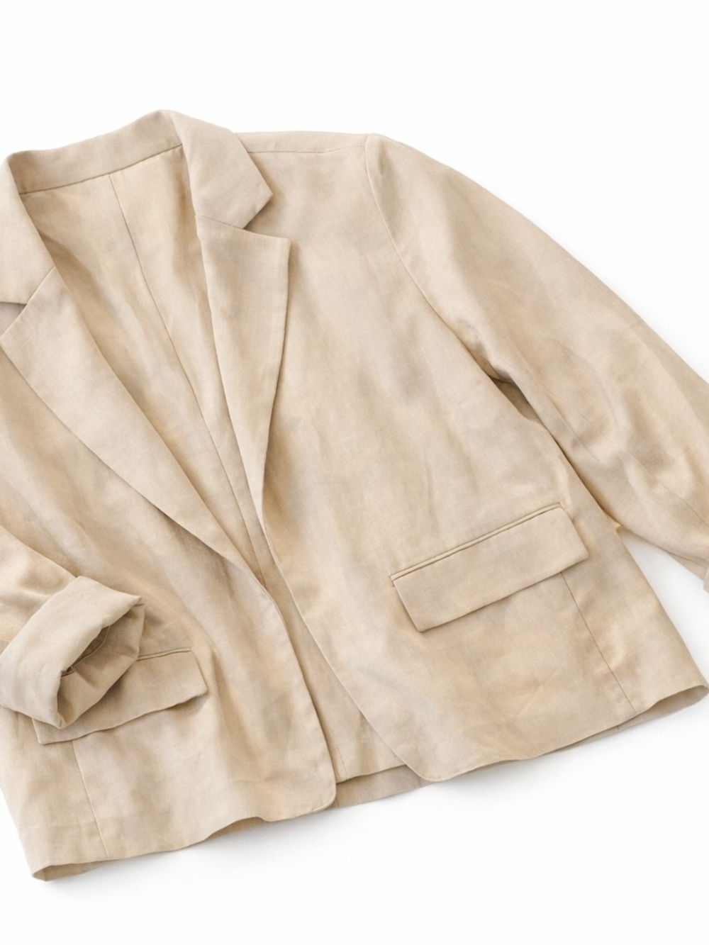 Beige Linen Blend Relaxed Blazer - Women